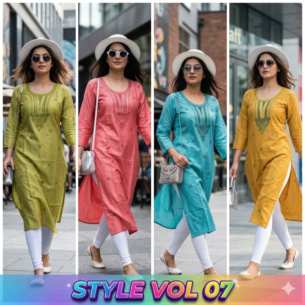 STYLE VOL 07 By Fashid Designer Ethnic Wear Collection Cotton Kurtis At Wholesale Price